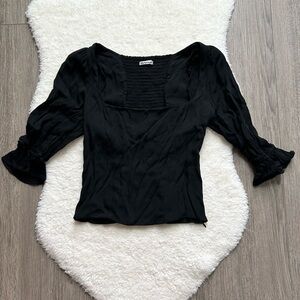 Reformation Black Square Neck Women's Blouse